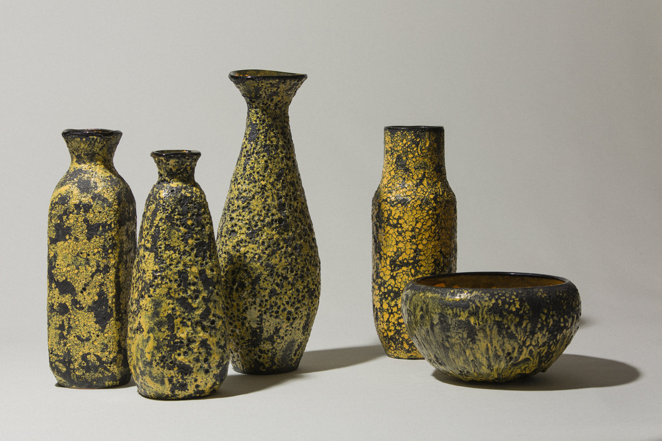 Bod ceramic BOWL with yellow-black textured glaze