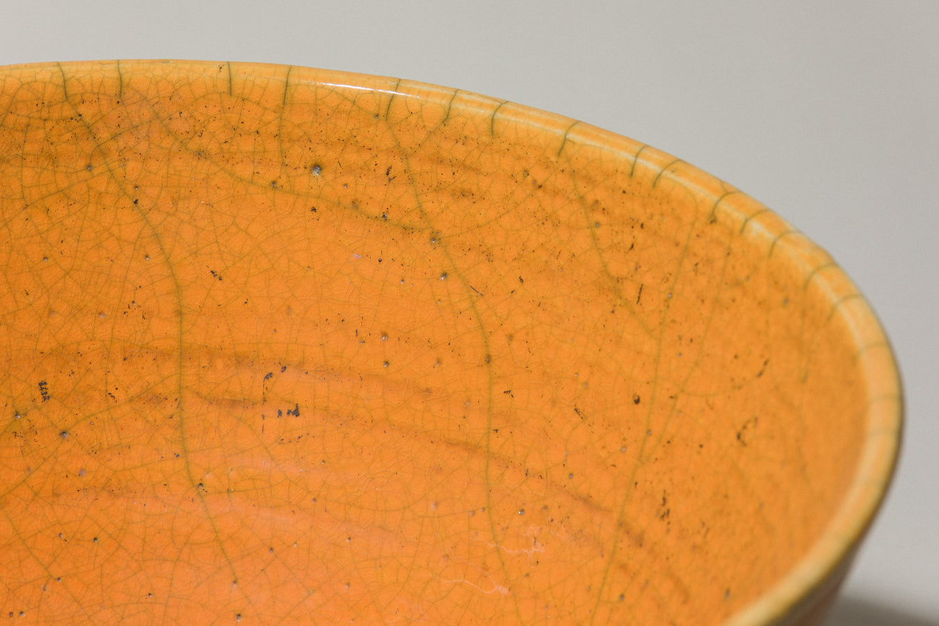 Raku ceramic BOWL with yellow crackled glaze