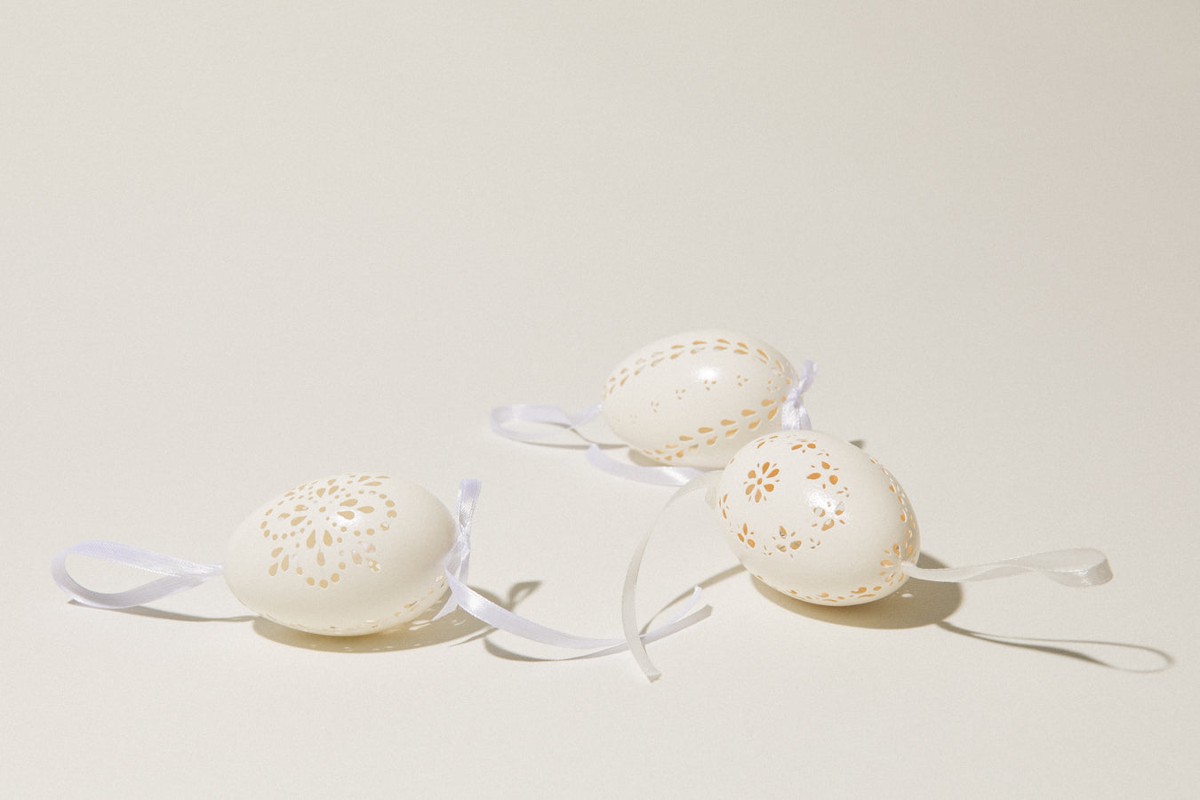 Set of three punched GOOSE EGGS