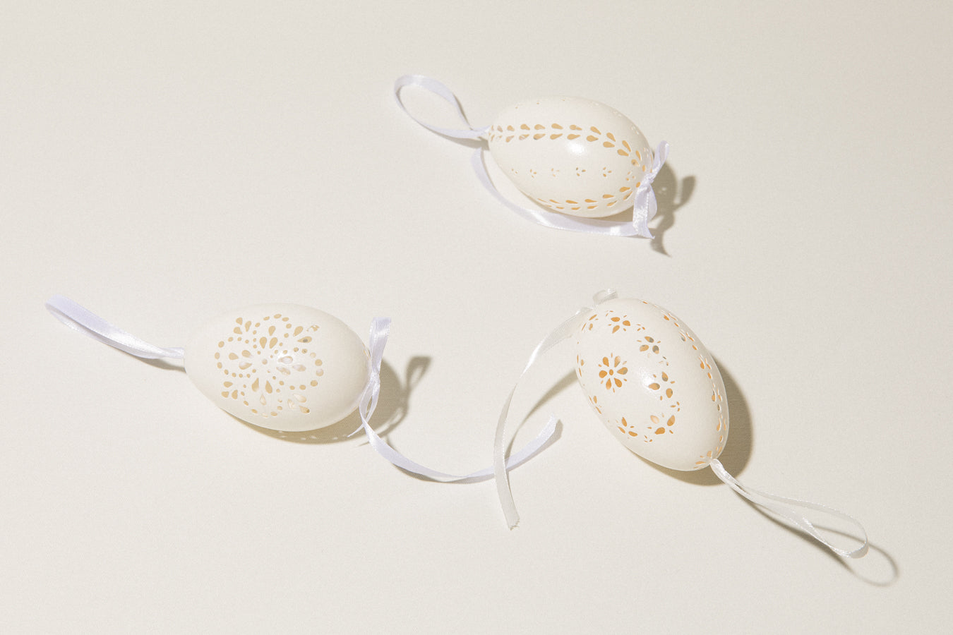 Set of three punched GOOSE EGGS