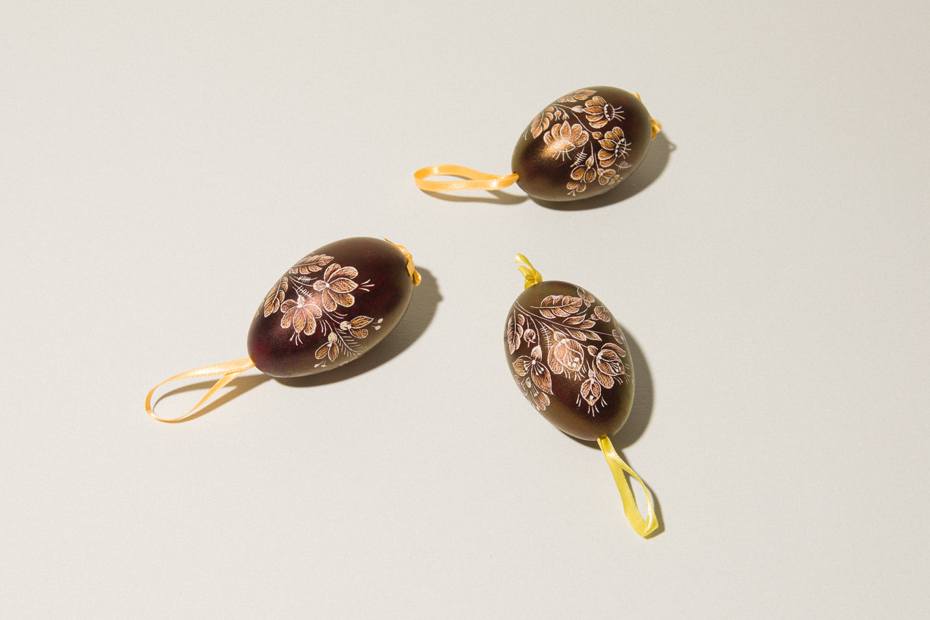 Set of three glazed & scratched GOOSE EGGS