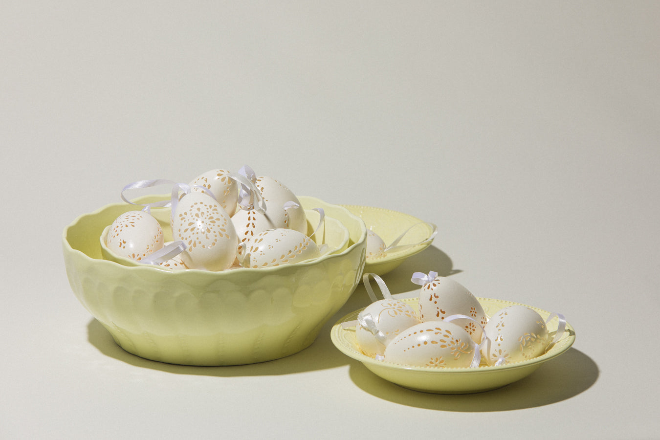 Set of three punched GOOSE EGGS