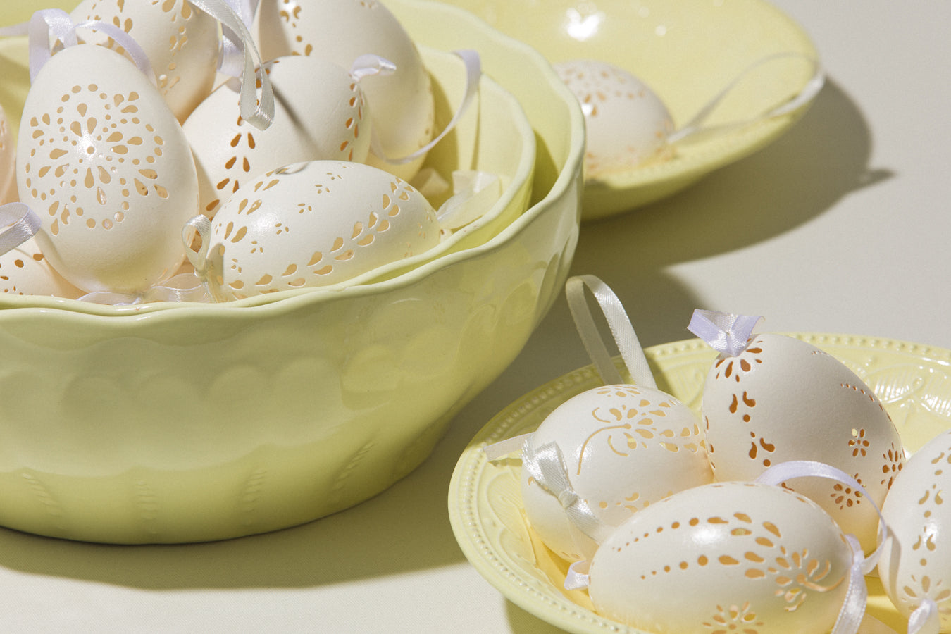 Set of three punched GOOSE EGGS