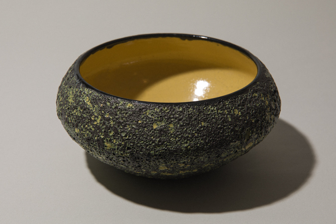 Bod ceramic BOWL with black-yellow textured glaze