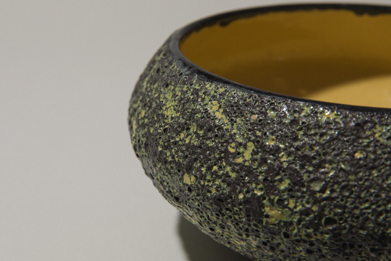 Bod ceramic BOWL with black-yellow textured glaze