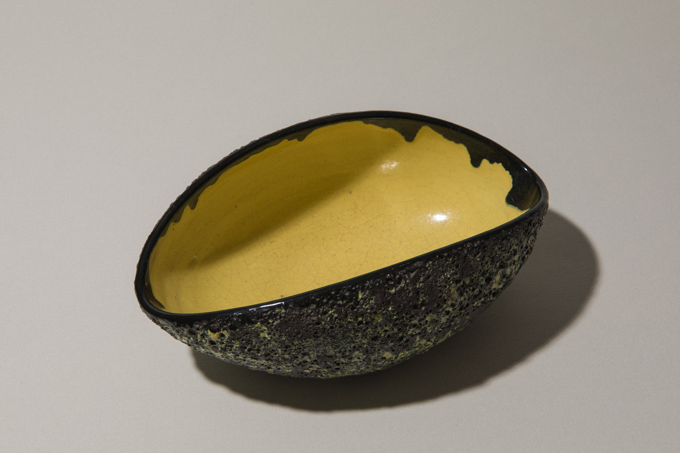 Bod ceramic BOWL with black-yellow textured glaze