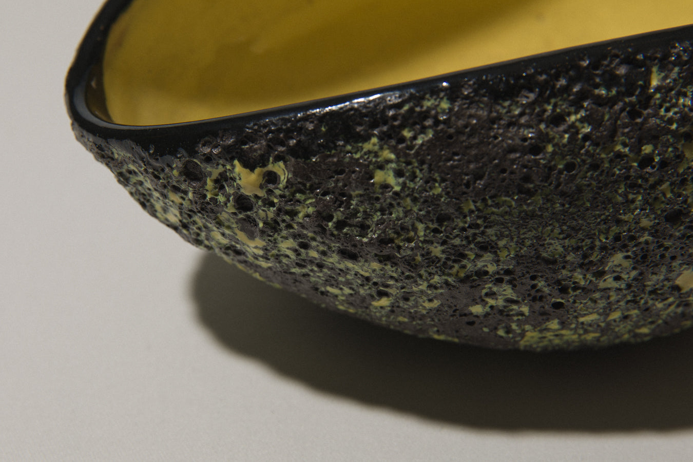 Bod ceramic BOWL with black-yellow textured glaze