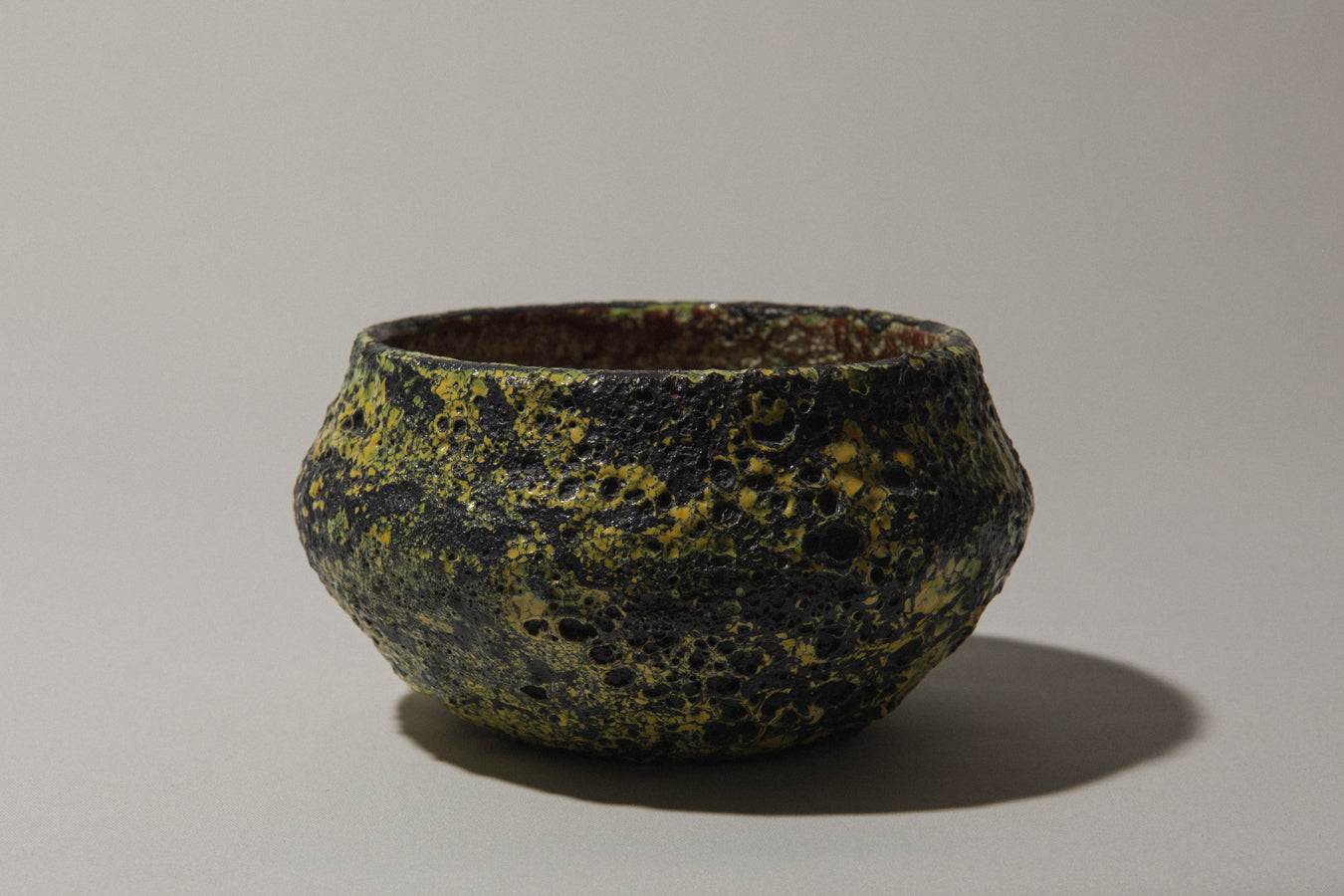 Bod ceramic BOWL with black-yellow textured glaze