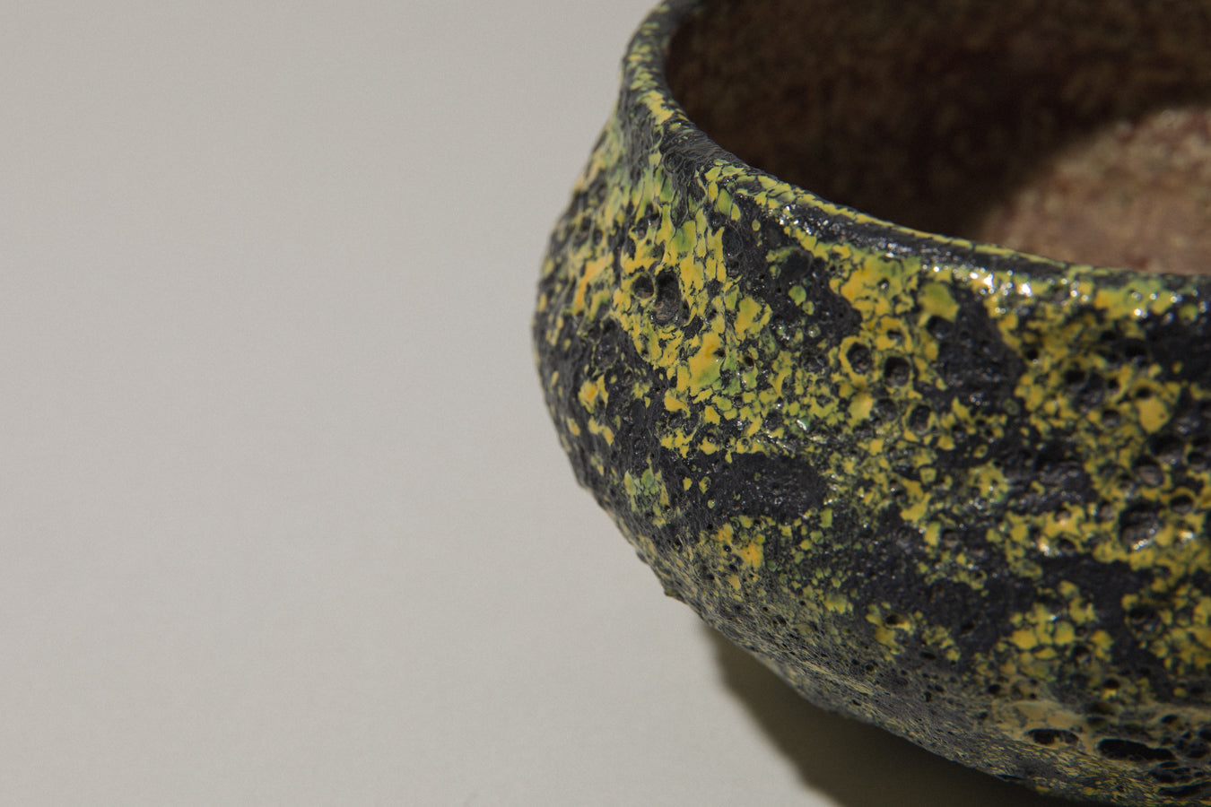 Bod ceramic BOWL with black-yellow textured glaze