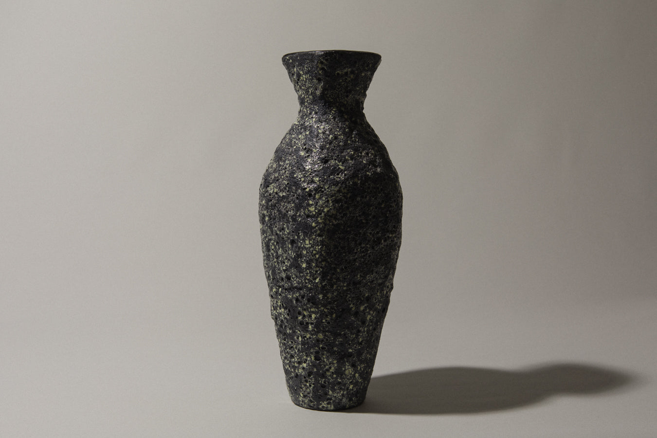 Bod ceramic VASE with black-yellow textured glaze