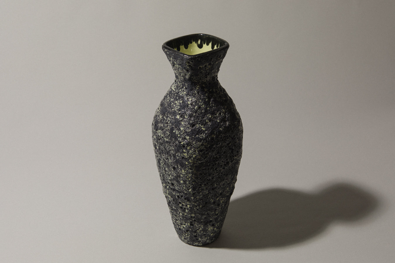 Bod ceramic VASE with black-yellow textured glaze