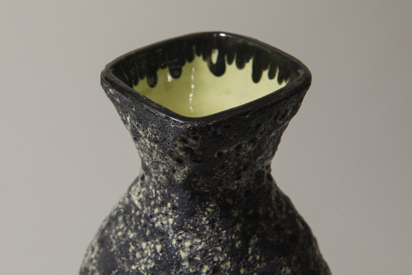 Bod ceramic VASE with black-yellow textured glaze