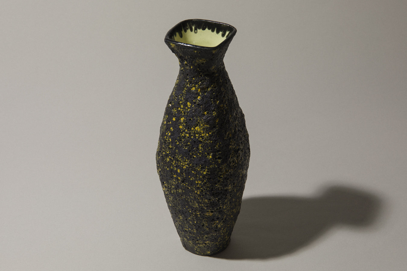 Bod ceramic VASE with black-yellow textured glaze