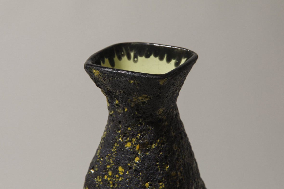 Bod ceramic VASE with black-yellow textured glaze