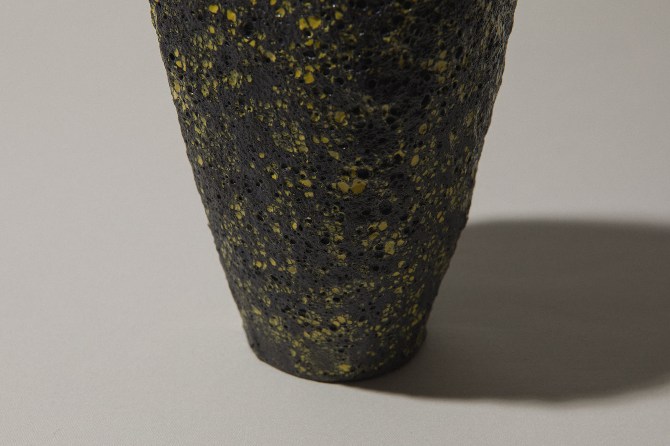 Bod ceramic VASE with black-yellow textured glaze