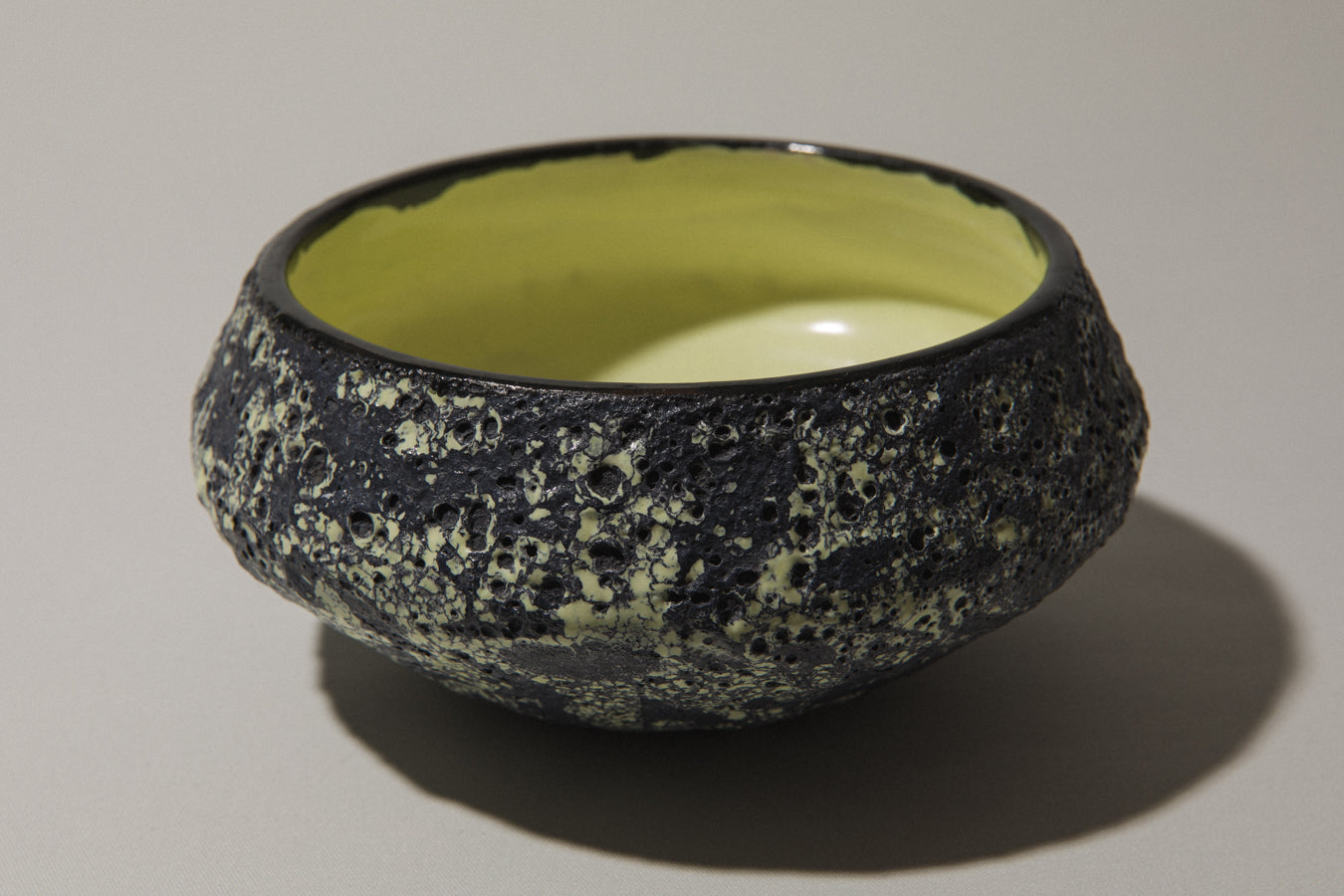 Bod ceramic BOWL with black-yellow textured glaze