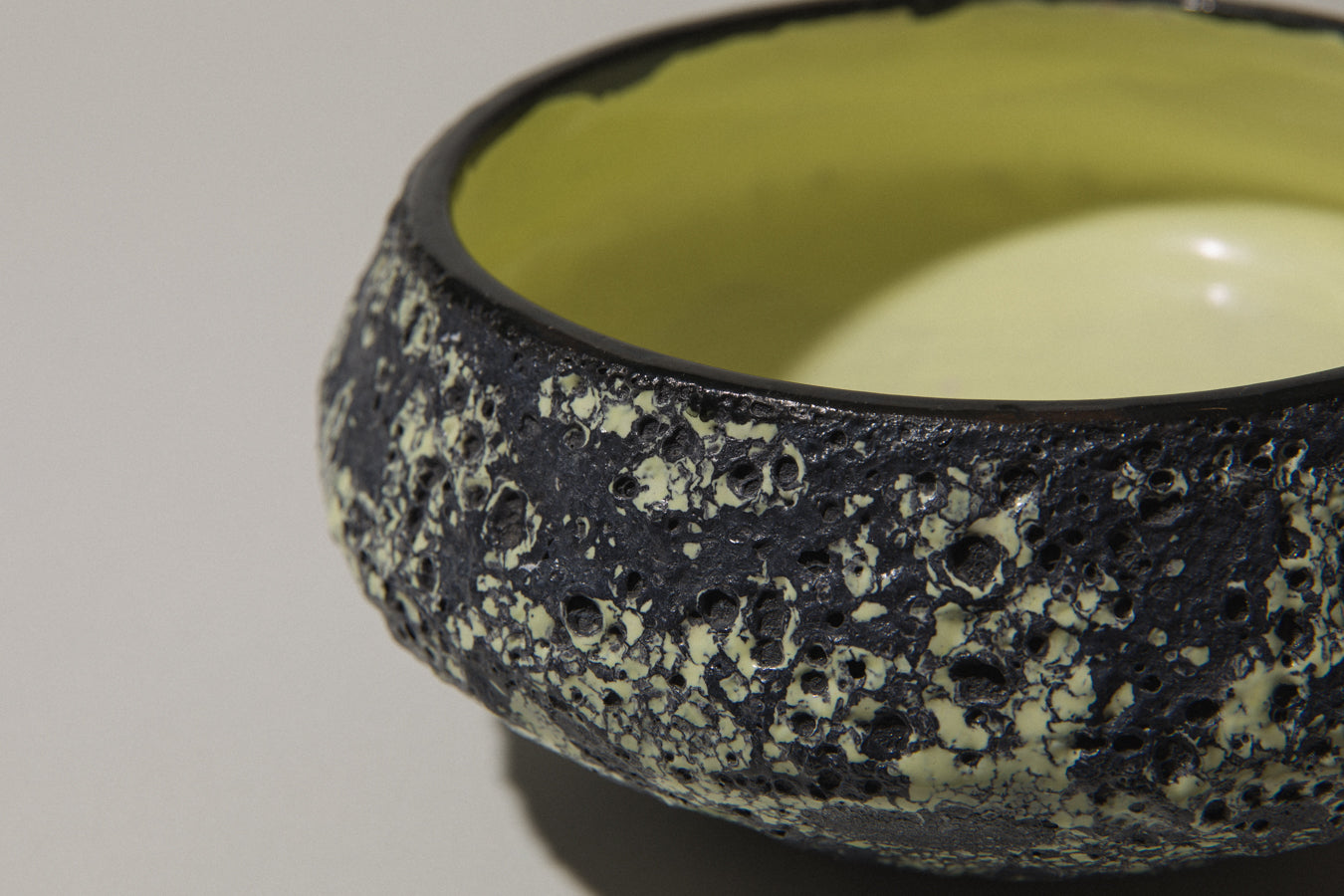 Bod ceramic BOWL with black-yellow textured glaze
