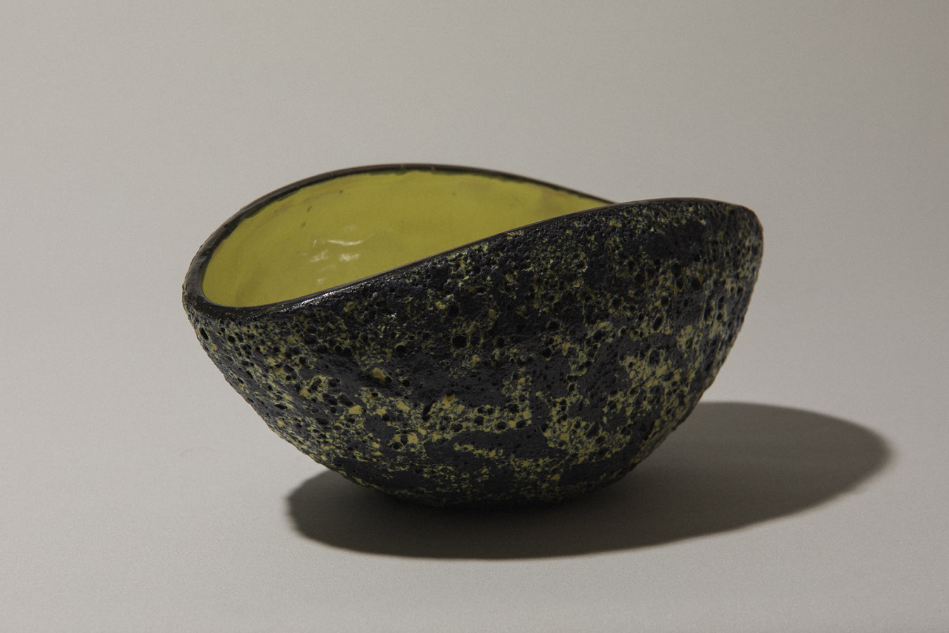 Bod ceramic BOWL with black-yellow textured glaze