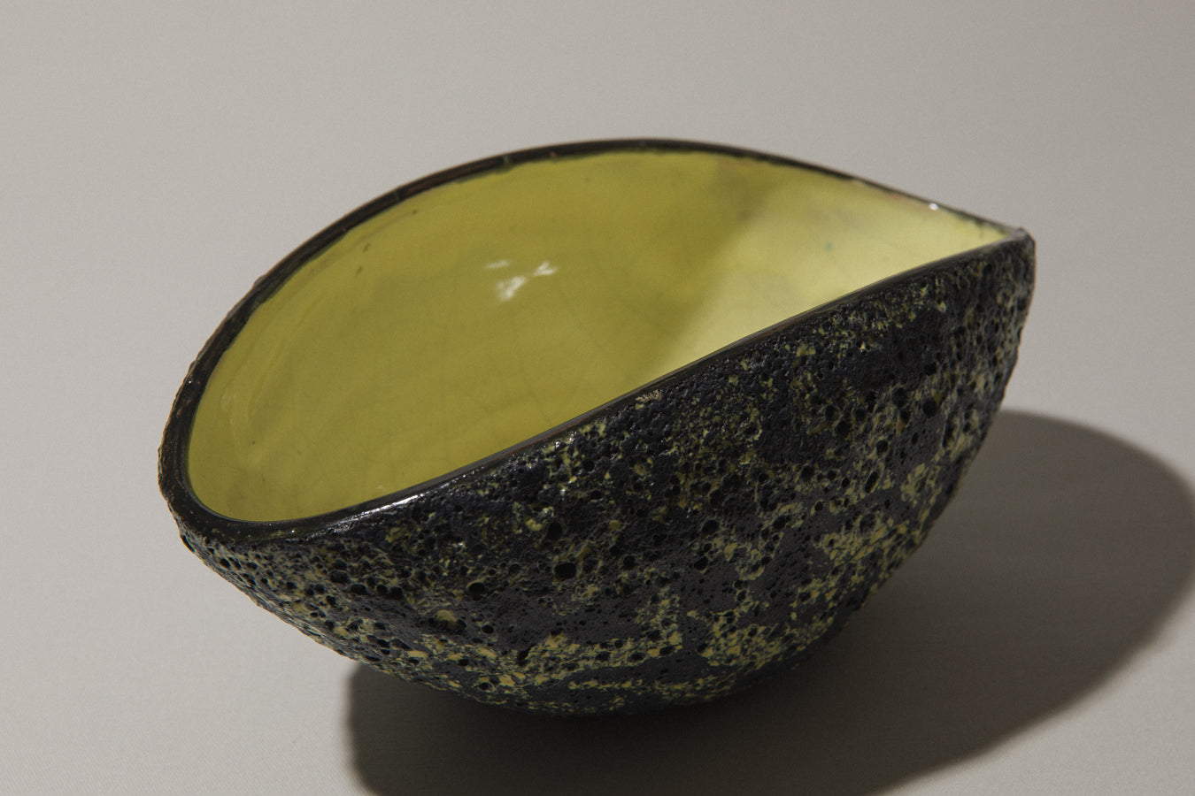 Bod ceramic BOWL with black-yellow textured glaze