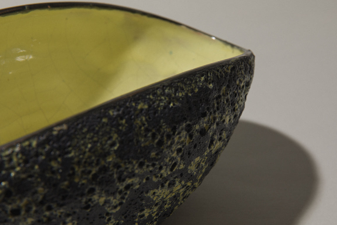 Bod ceramic BOWL with black-yellow textured glaze