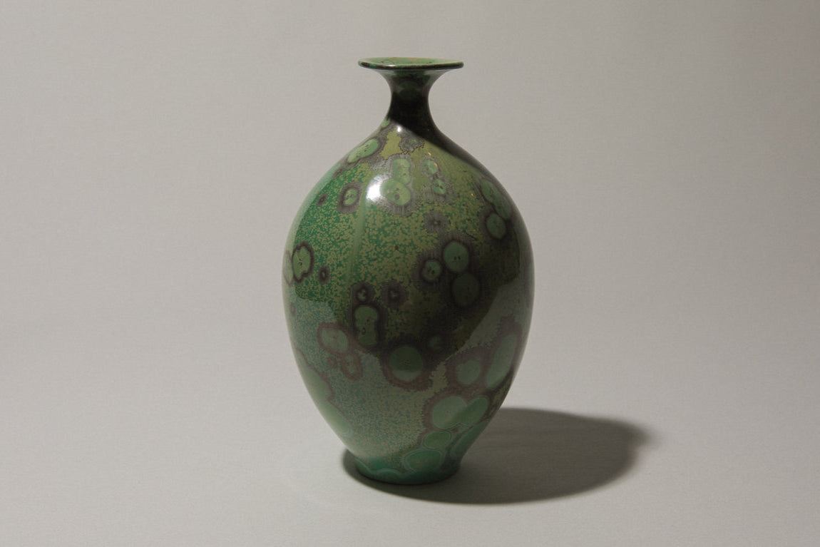 Porcelain VASE with green crystalline-glaze