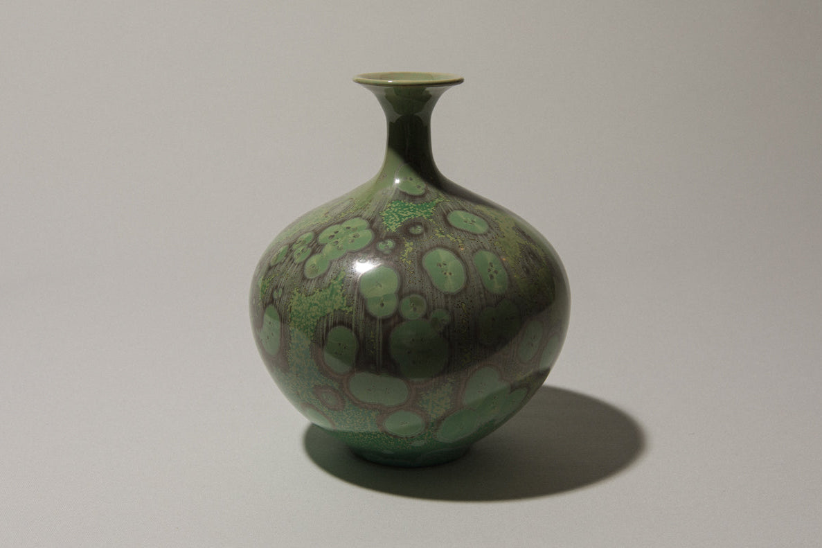 Porcelain VASE with green crystalline-glaze