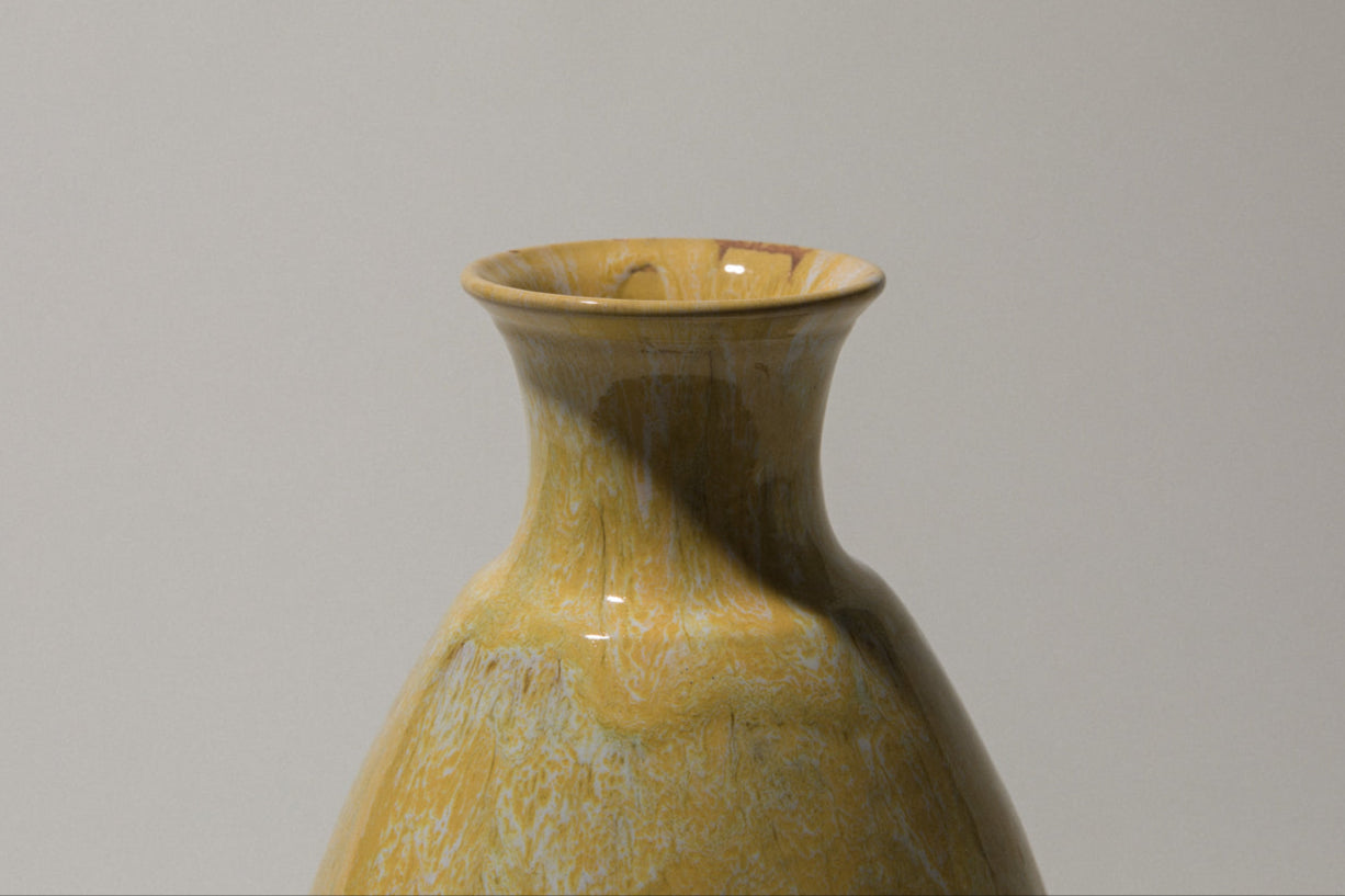 Ceramic bellied VASE with yellow glaze