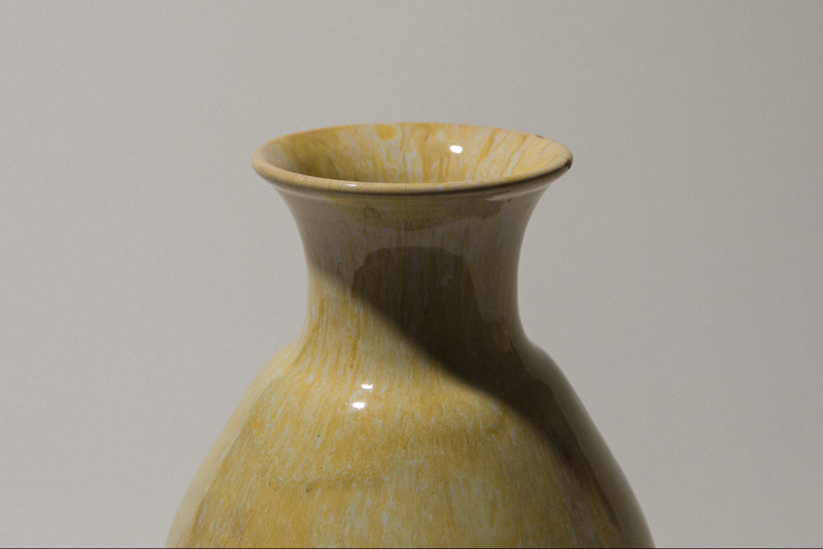Ceramic bellied VASE with yellow glaze