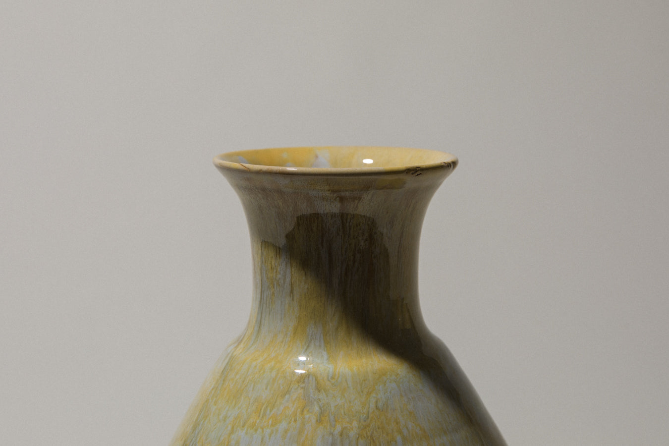 Ceramic bellied VASE with yellow glaze