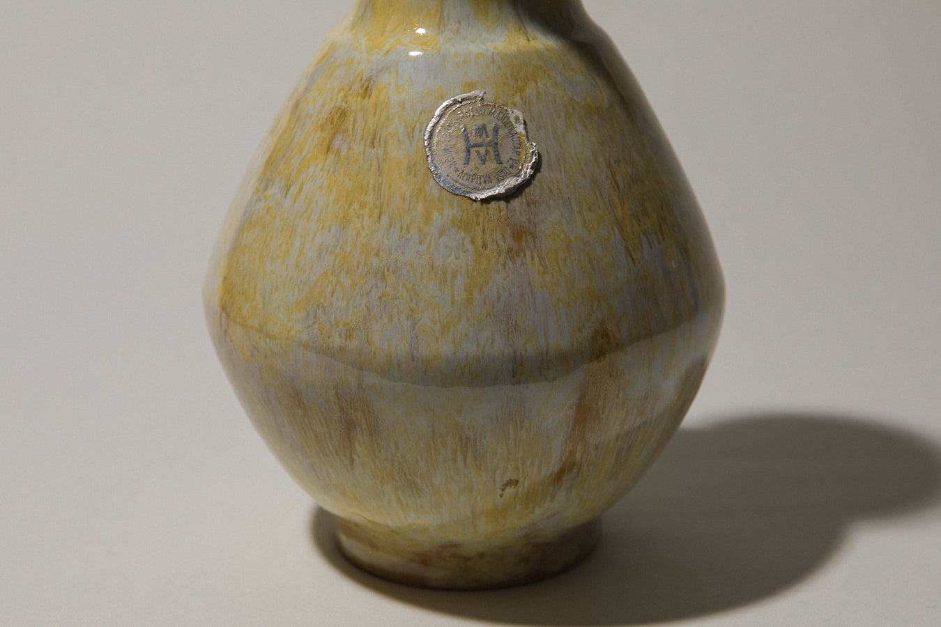 Ceramic bellied VASE with yellow glaze