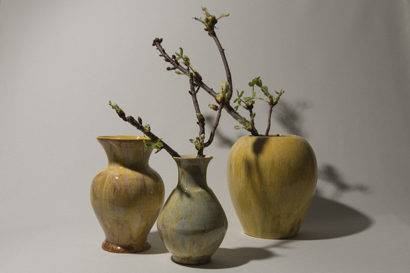 Ceramic bellied VASE with yellow glaze