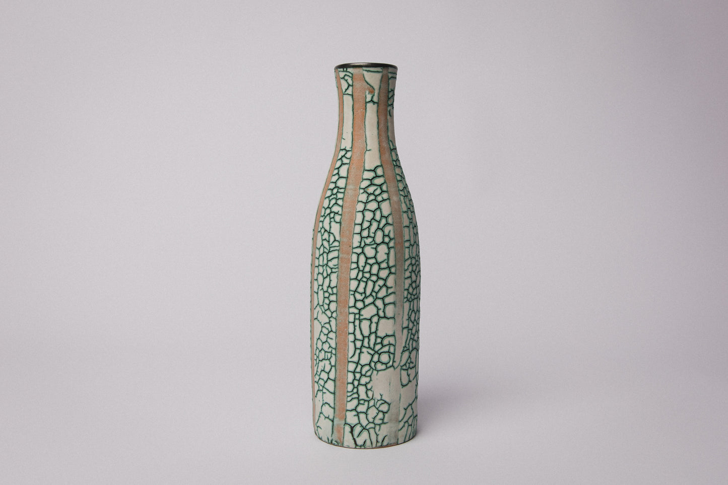 Ceramic VASE with teal textured crackle glaze _ 1389