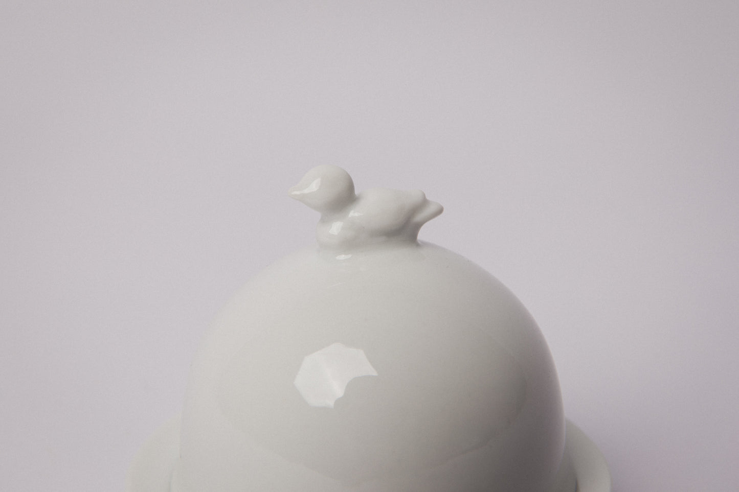 Porcelain BUTTER DISH with duck figurine _ 1471