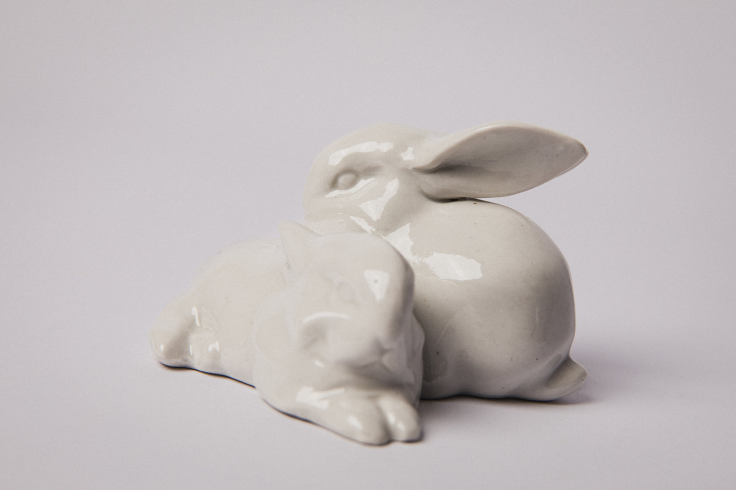 White Zsolnay RABBIT FIGURINE _ 1474