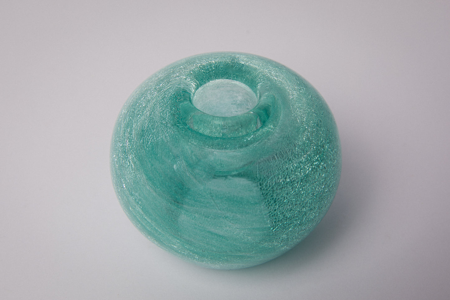 Teal veil glass VASE and CANDLE HOLDER _ 1513