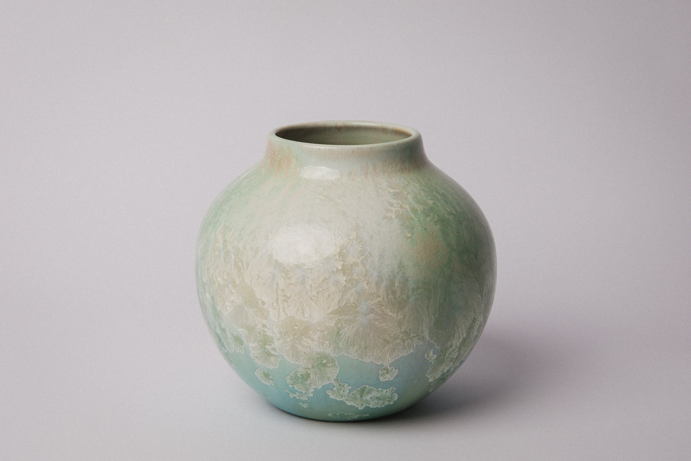 Porcelain VASE with teal crystalline-glaze _ 1375