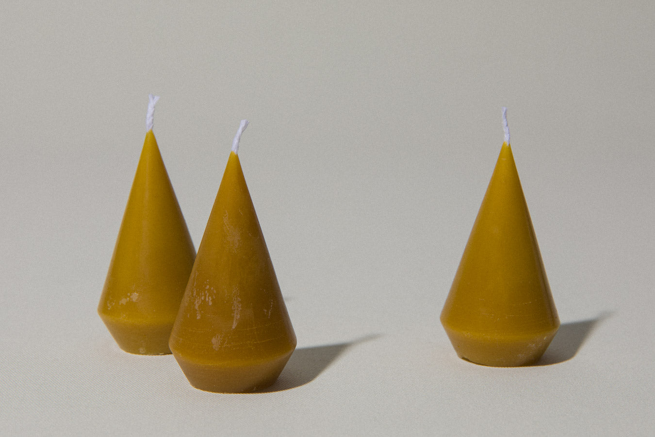 Set of three beeswax cone CANDLE small