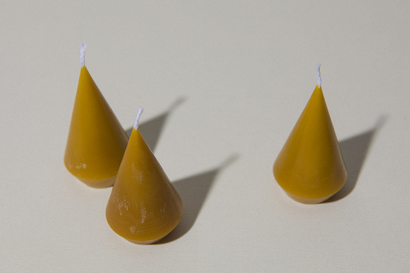 Set of three beeswax cone CANDLE small