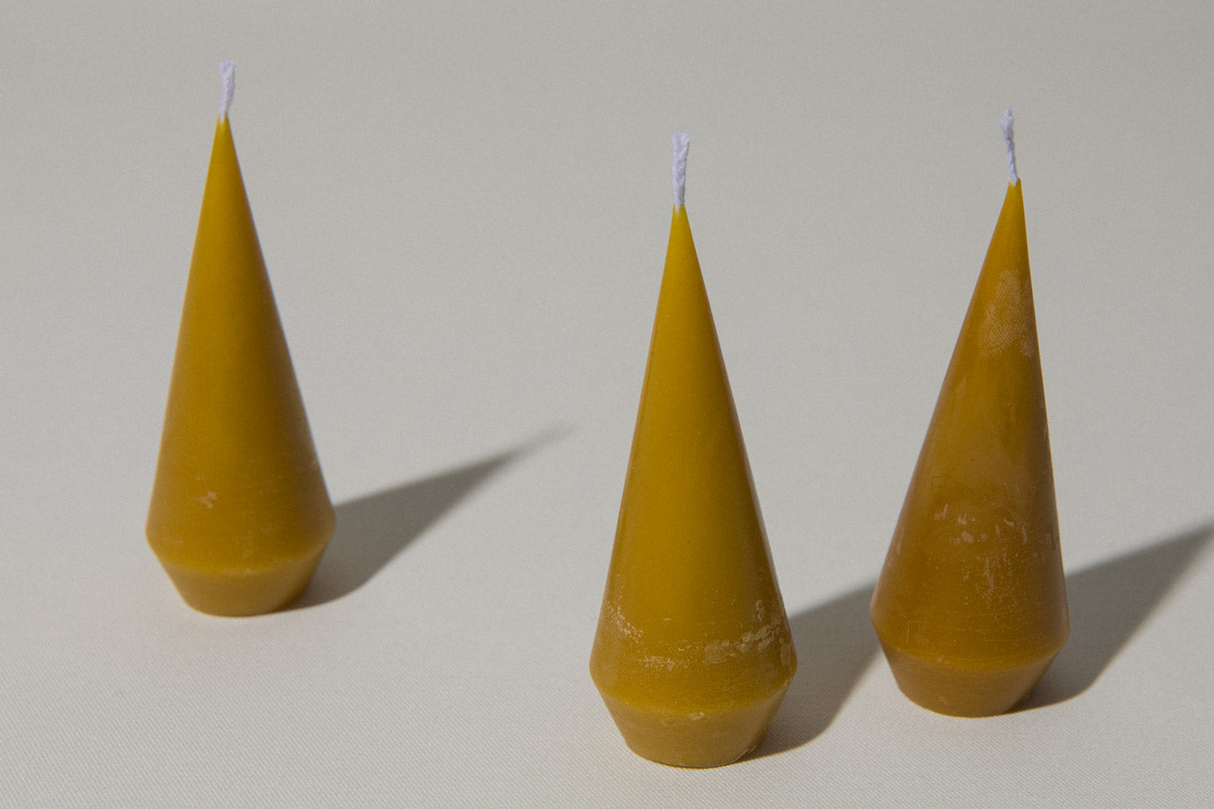 Set of three beeswax cone CANDLE medium