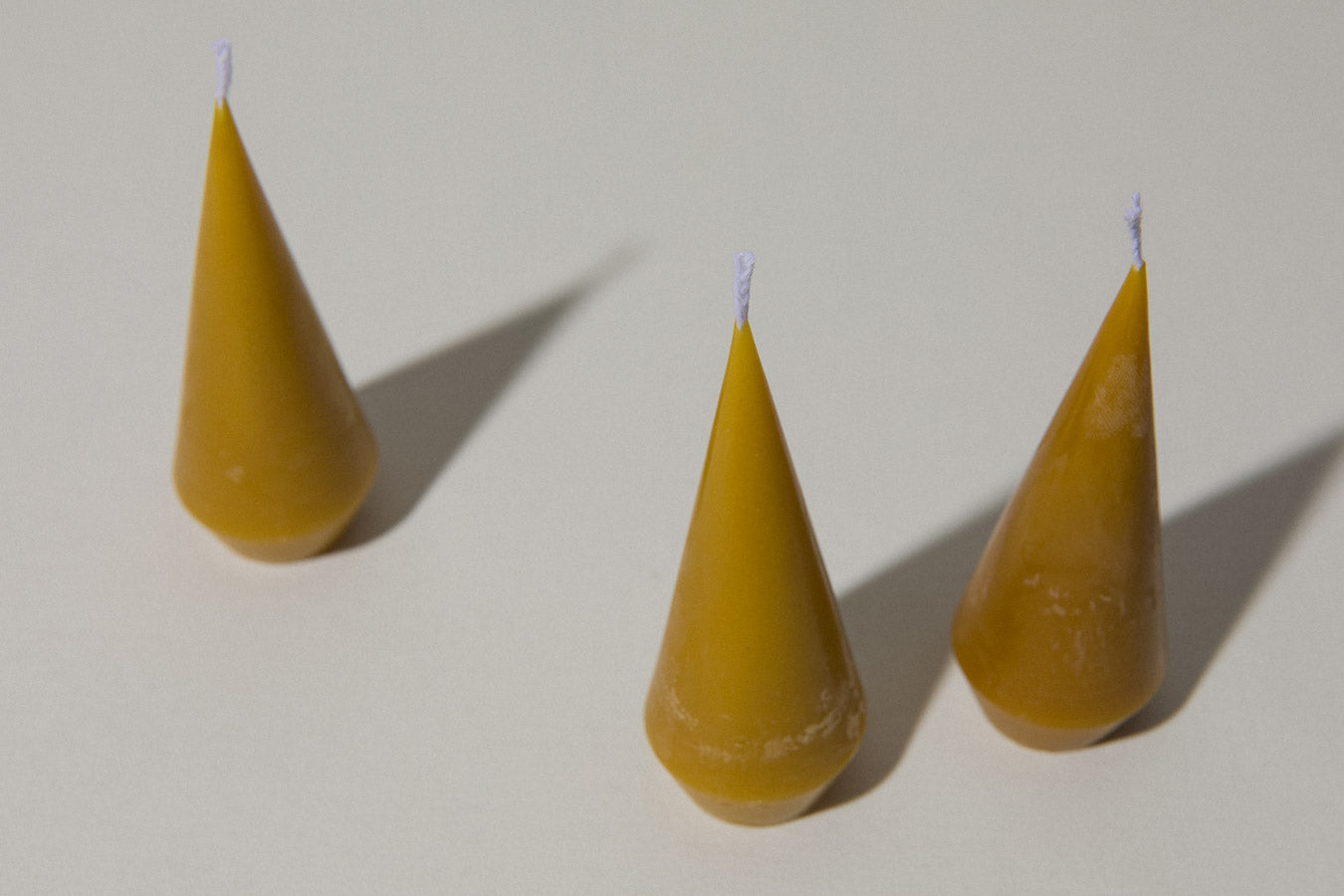 Set of three beeswax cone CANDLE medium