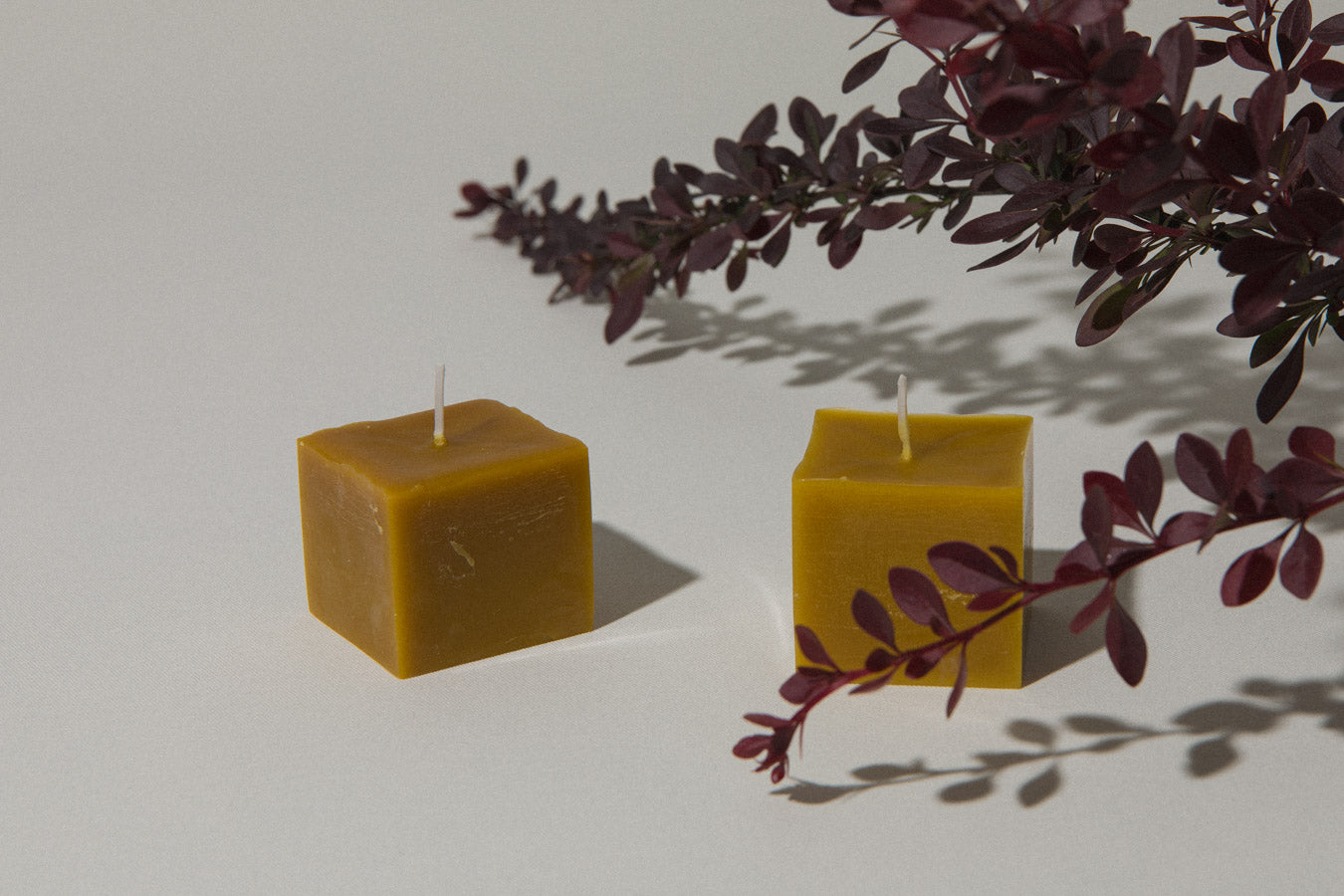 Set of two beeswax cube CANDLE medium