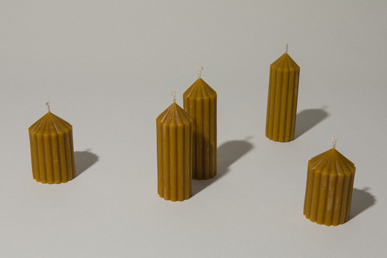 Ribbed beeswax CANDLE set of two