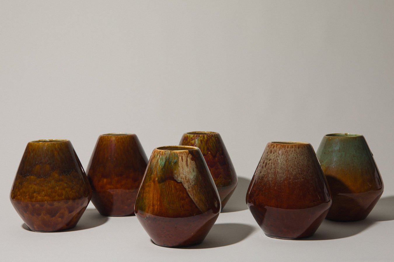 Faceted ovoid faience VASE _ 361