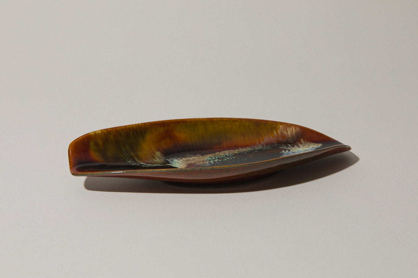 Faience TRAY with rust brown glaze _ 396