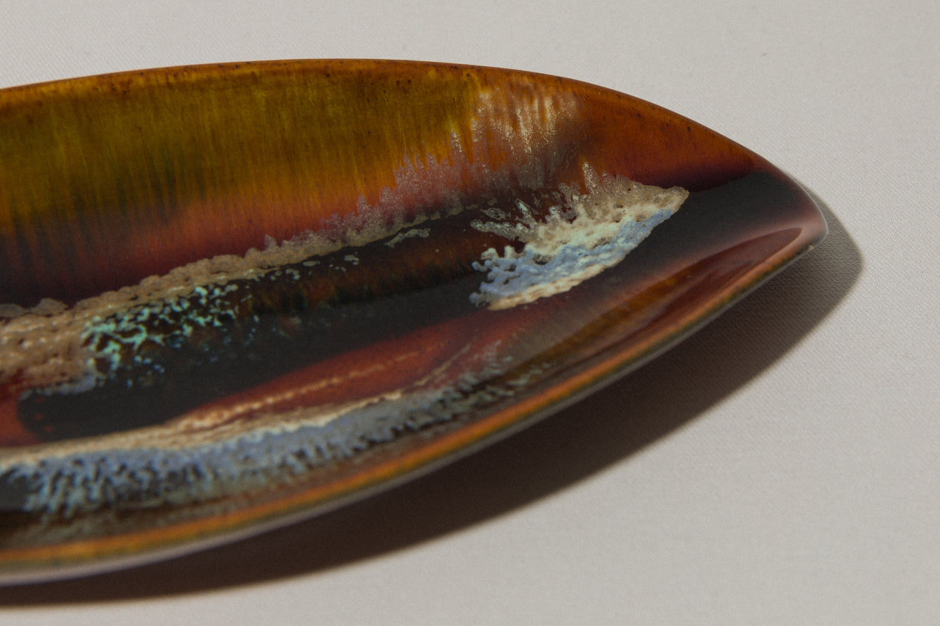 Faience TRAY with rust brown glaze _ 396