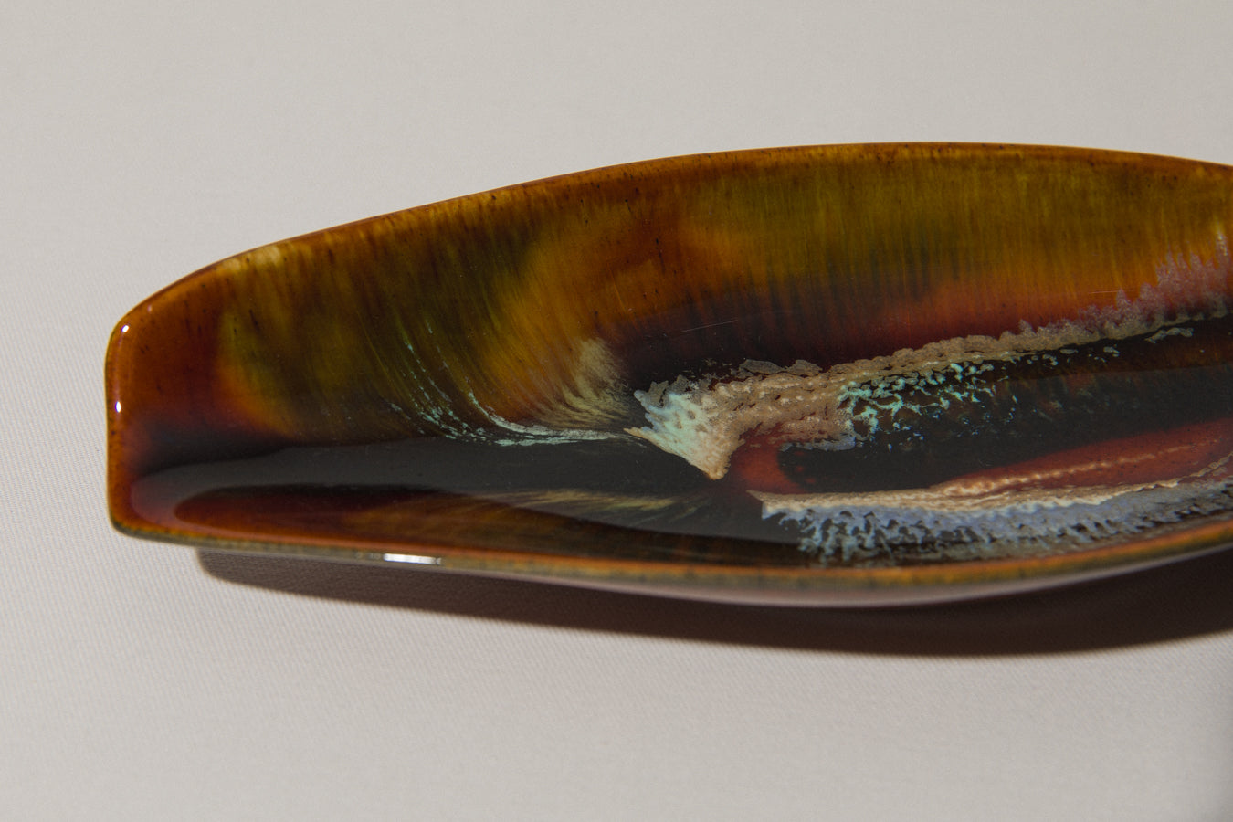 Faience TRAY with rust brown glaze _ 396