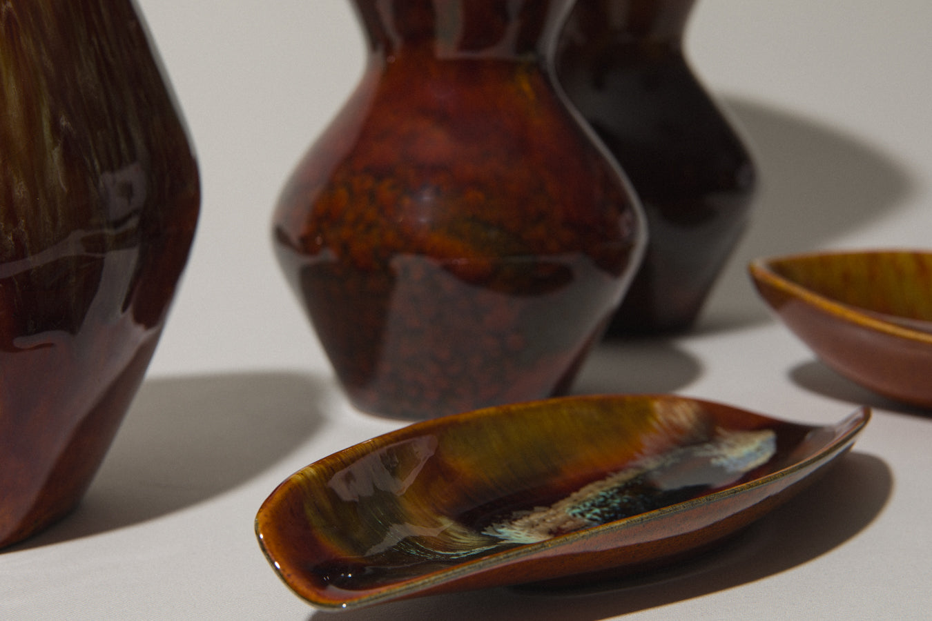 Faience TRAY with rust brown glaze _ 396