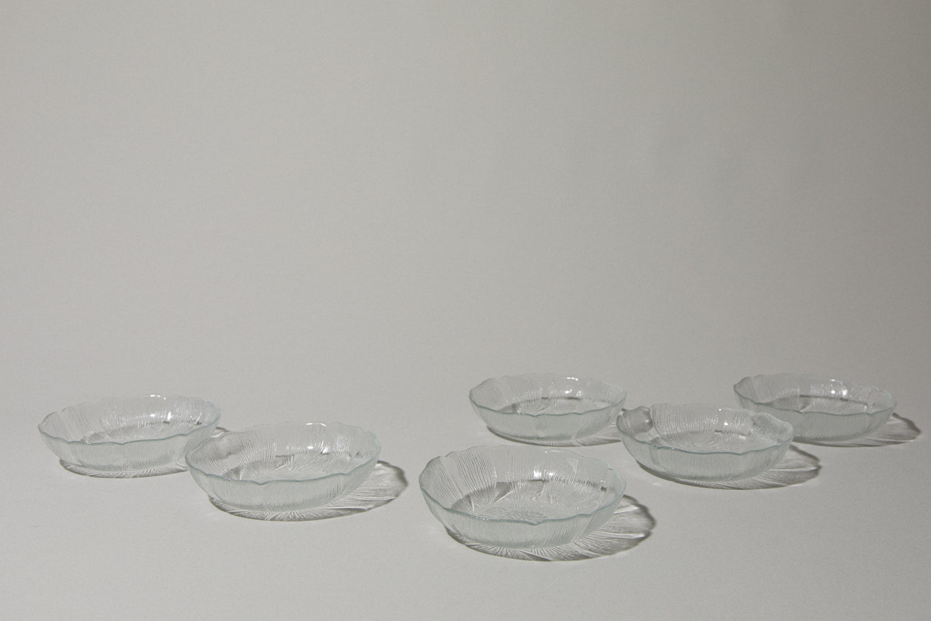 Set of six textured glass SERVING PLATES