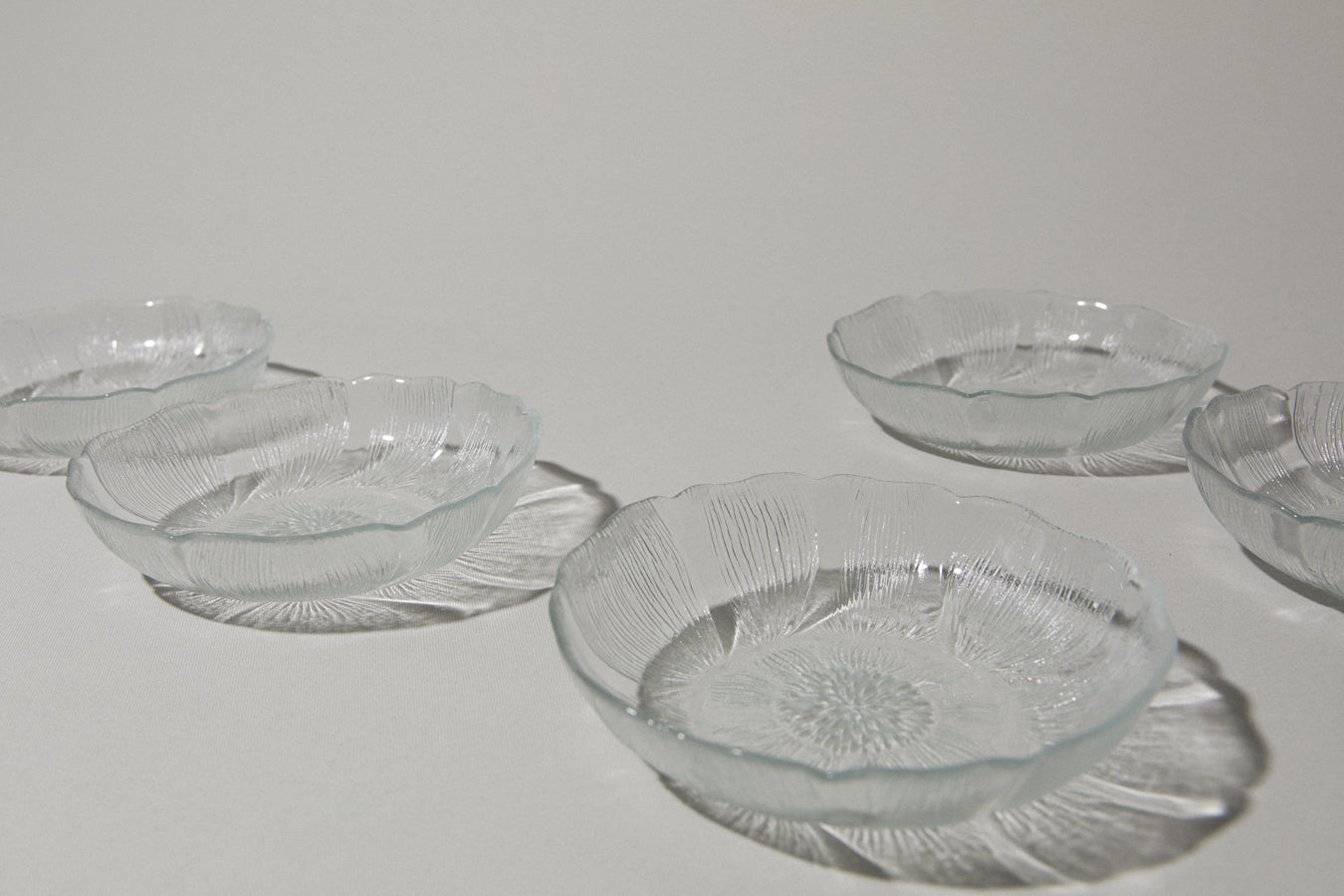 Set of six textured glass SERVING PLATES