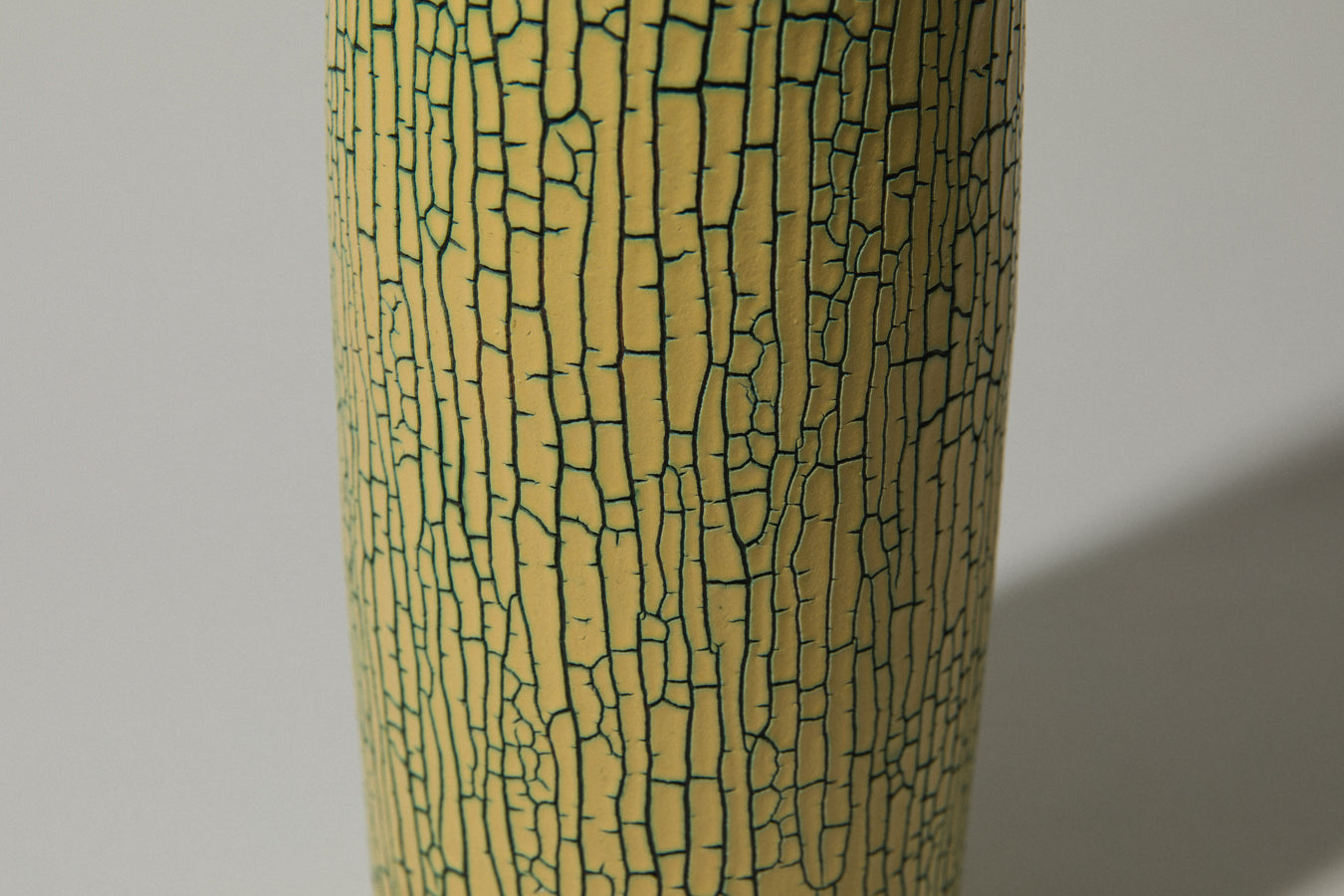 Ceramic VASE with yellow textured crackle glaze _ 491